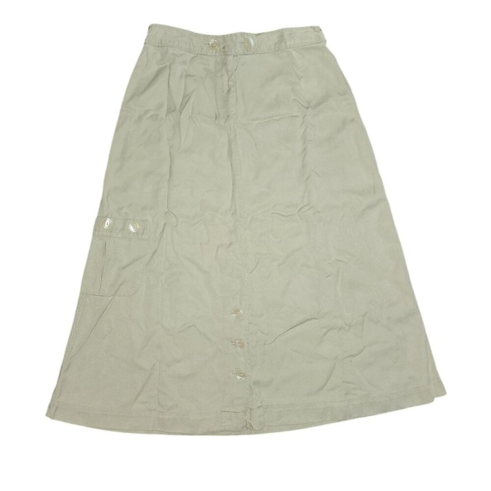 J Jill Skirt Womens Size 8P 8‎ Petite Solid All Tan Micro Corduroy Long Modesty